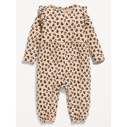 Long-Sleeve Ruffle-Trim Ribbed Jumpsuit for Baby