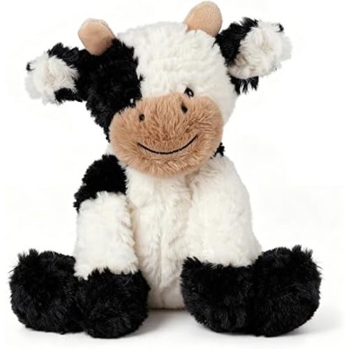 Hopearl Adorable Cow Plush Toy Floppy Dairy Cattle Soft Kawaii Cow Stuffed Animal Cute Birthday Holiday Gift for Boys Girls Kids Toddlers, 9''
