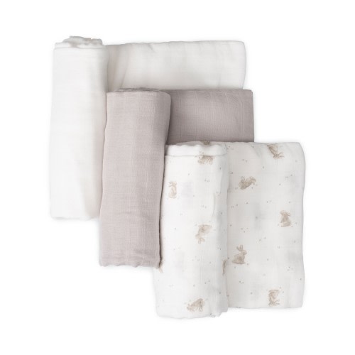 Little Bamboo Muslin Wraps 3 Pack Stone Grey