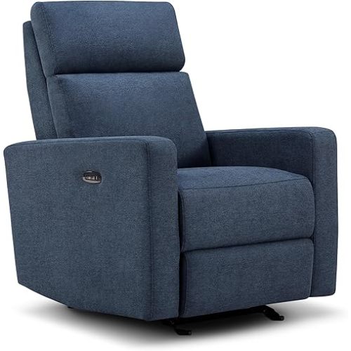 Nurture& The Glider Premium Power Recliner Nursery Glider Chair with Adjustable Head Support | Designed with a Thoughtful Combination of Function and Comfort | Built-in USB Charger (Navy)