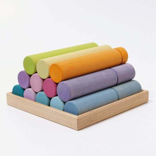 Grimm’s Large Building Rollers Pastel - Wooden Toy – The Natural Baby Company