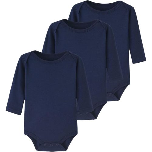 Enfants Chéris Baby Long Sleeve Bodysuit Newborn-24 Months 100% Cotton Pack of 3