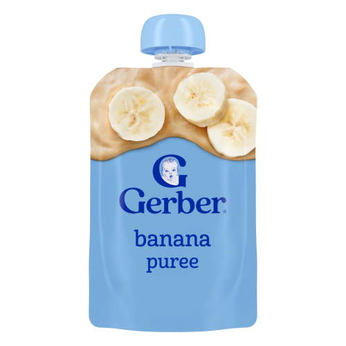 Gerber Baby Food Pouch, Stage 2 Banana Puree, 3.5 oz Reclosable Fruit Pouch