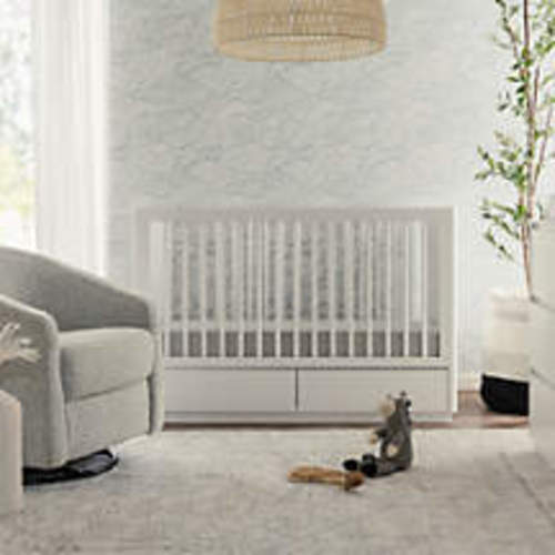 Babyletto Bento White Wood 3-in-1 Convertible Storage Baby Crib with Toddler Bed Conversion Kit