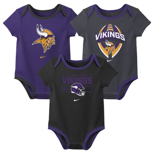 Newborn & Infant Minnesota Vikings Nike Three-Piece Bodysuit Set