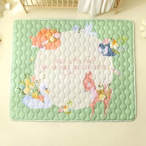Viviland Baby Mats for Floor, 50x50 Inch Playpen Mat, Thick Playmat for Baby and Toddlers Infants, Non-Slip & Machine Washable, Forest Animals