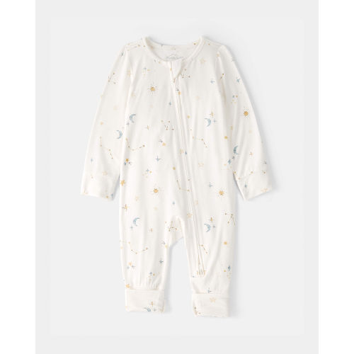 NB Baby Constellation 2-Way Zip PurelySoft Sleep & Play Pajama - Cream