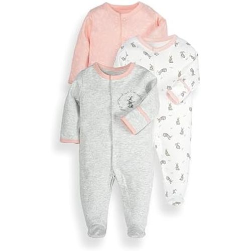 Baby Footie Bodysuits with Mittens - 3 Pack Infant Girls Boys Footie Rompers