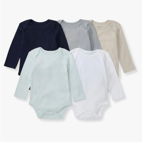 Burt's Bees Baby Bodysuits, Short Sleeve and Long Sleeve One-Pieces, 100% Organic Cotton, Pack of 5