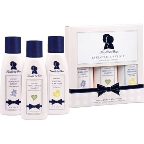 Noodle & Boo Essential Care 3 Piece Kit Super Soft Baby Lotion, Extra Gentle Shampoo and Soothing Body Wash, 2 Oz of each