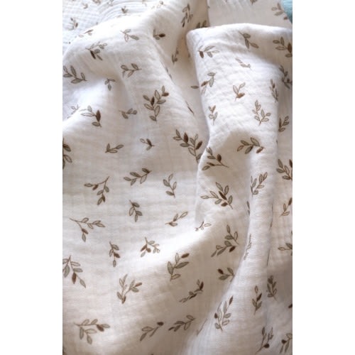 Leaves Muslin Sheet for Custom Size, Baby Crib Fitted Sheet / Maxi Cosi Iora / Stokke Sleepi / BabyBay, Floral Muslin Cotton Bassinet Sheets