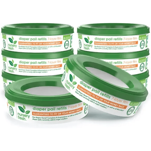 Nursery Fresh® Refill Rings for Diaper Genie® and Munchkin® Diaper Pails, Holds up to 2,176 Newborn Diapers, 8 Pack