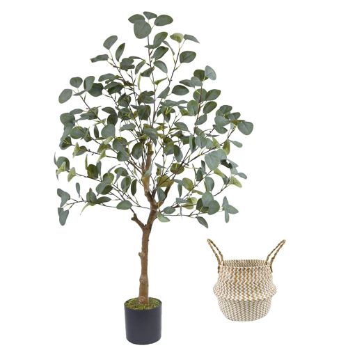 Amazon.com: Warmplants Artificial Eucalyptus Tree, 5ft Tall Mordern Fake Eucalyptus Plant with Basket, Green Silk Leaves Perfect Faux Trees for Home Office Livingroom Floor Decor Indoor Outdoor : Home & Kitchen