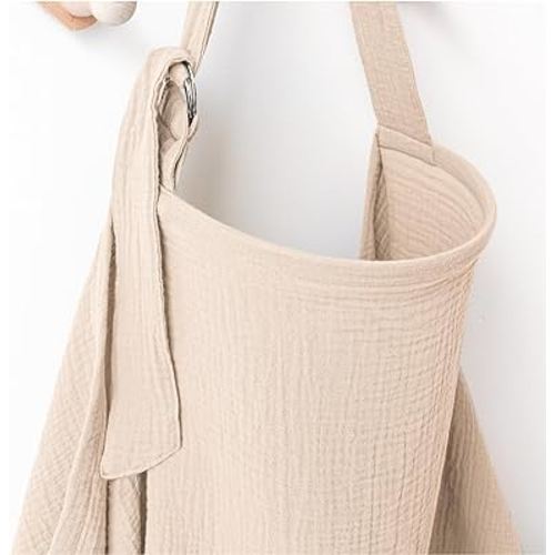 Muslin Nursing Covers for Breastfeeding, Privacy Breast Feeding Cover with Arch Neckline for Mom and Baby, Breathable 100% Cotton Nursing Apron Multi-use Stroller Cover