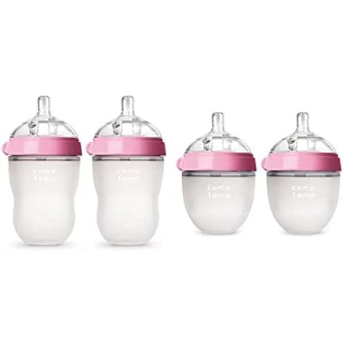 Comotomo Baby Bottle Starter Set, Pink (Two 8-Ounce, Two 5-Ounce)