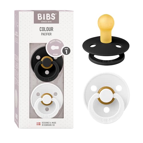 Bibs Pacifiers Color Collection, Set of 2 BPA-Free Latex Pacifiers Made in Europe, Round Nipple Baby Pacifier.
