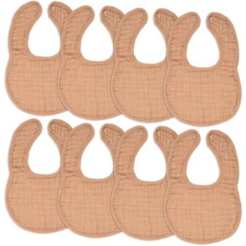 Comfy Cubs Muslin Cotton Baby Bibs, 8 Pack, Adjustable Size with Easy Snaps, Soft and Super Absorbent - Caramel