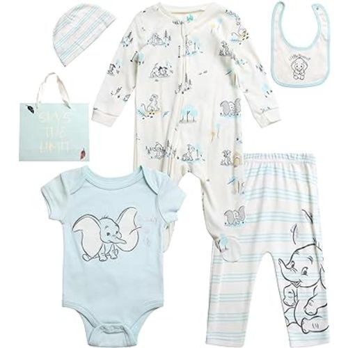 Disney Newborn Baby Boys Girls 7 Piece Layette Christmas Holiday Gift Set: Mickey Mouse, Winnie the Pooh & Minnie Mouse, 0-6M