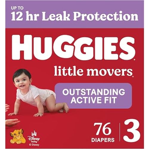 Huggies Little Movers Diapers Size 3, 76 Count