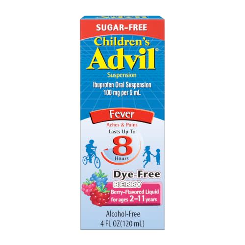Children's Advil Dye Free, Ibuprofen, Pain Relief, 4 Fl Oz | Relieves Fever, Headaches and Minor Aches, Dye-Free Liquid Formula, Berry Flavored, Ages 2-11