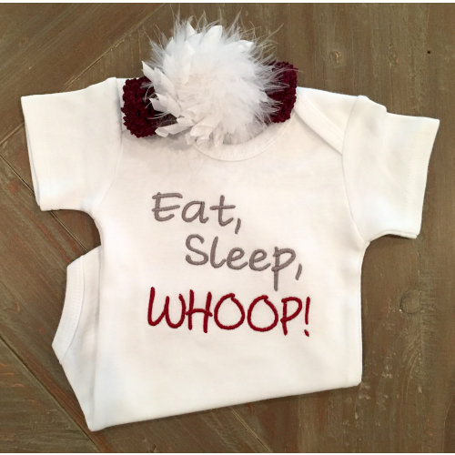 Texas A&M Aggie Bodysuit, Eat Sleep WHOOP!, Baby Girl Clothes, Baby Boy Clothes, Baby Aggie Outfit, Baby Shower Gift, Embroidered Gift