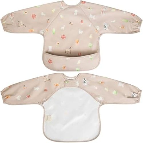 Ali+Oli Smock Bibs for Babies, BPA-Free Oeko-Tex Certified, Waterproof Baby Smock, Machine Washable, Toddlers Ages 6m+