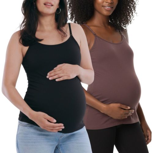 Women's Clip Down Nursing Tank Top - French Roast & Black 2 Pack - Size: X Large - Motherhood Maternity