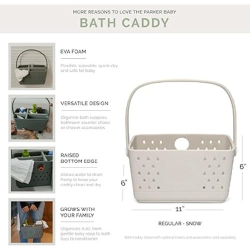 Parker Baby Bath Caddy | BPA Free & Food Grade Shower Caddy Organizer for Toys & Supplies | Quick-Dry, Sturdy & Perfect Size Shower Basket w/Handle in Neutral Colors