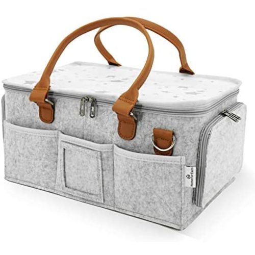 Home For Each Diaper Caddy Organizer - Portable Baby Nappy Storage Bag with a Roll Lid and Removable Dividers - Best for Nursery, Changing Table, Car - Travel-Friendly Station for Infant Essentials