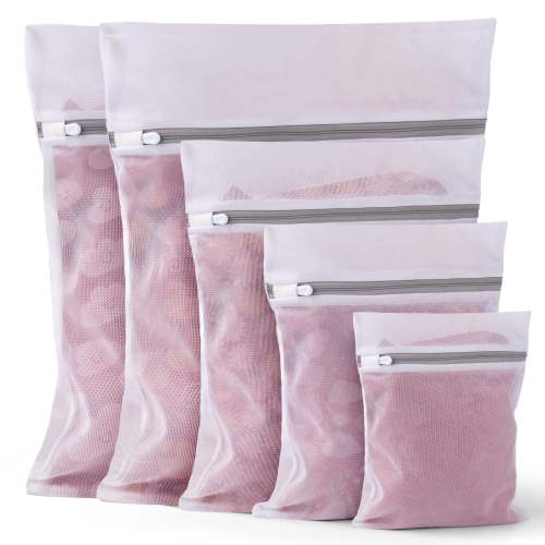 Okaka Mesh Laundry Bags 5 Pcs Delicate Wash Bags with Zipper for Blouse, Hosiery, Underwear, Bra, Lingerie, Baby Clothes