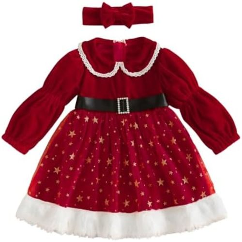 Kavousa Kids Toddler Baby Girl Christmas Dress Matching Sister Outfit 0-6Y