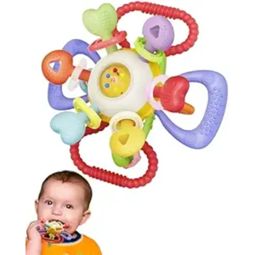 Baby Montessori Sensory Teething Toy - Safe, Multi-Functional BPA-Free Silicone Teether for Babies 0-12 Months - Teething Relief & Fun Play with Rattle - Perfect Baby Toys for Boys & Girls