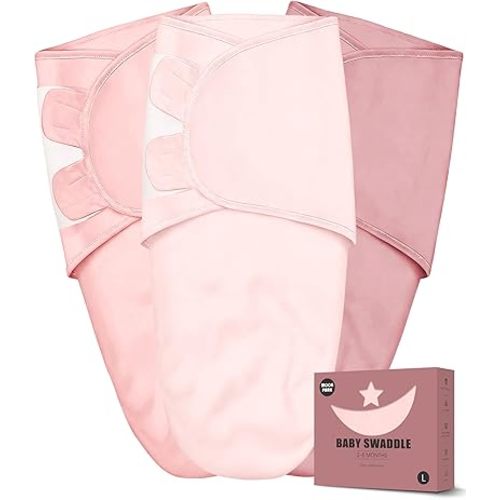 Newborn Swaddle Blanket Wrap 0-6 Months (3-Pack) - Adjustable Infant Sleep Sack, 100% Cotton Anti-Startle Soothing Sack, Soft Breathable Nursery Bedding - Boho Rainbow