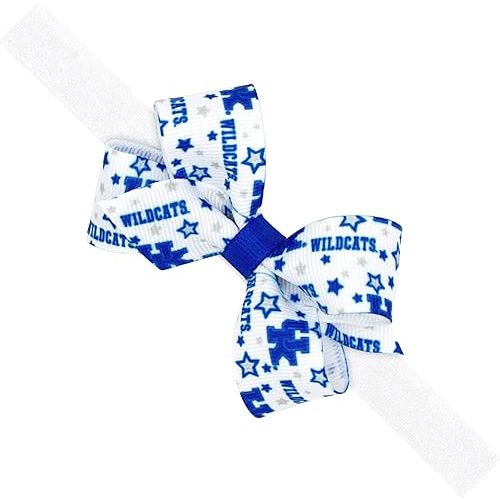 Wee Ones Divine Creations, Girls' Signature Collegiate Logo Print Grosgrain Hair Bow on Elastic Baby Band, One Size, Kentucky