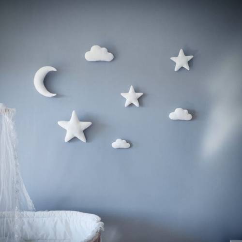 Clouds Stars Moon wall decor,Cot Decorations,Baby Room Decor,Sky Decor,minimalist,cute modern child room decor,nursery wall art,soft clouds