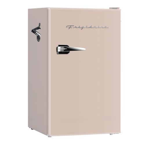Frigidaire Retro Compact Fridge with Chiller, 3.2 cu ft Countertop Fridge with Built-In Bottle Opener, Compact Refrigerator for Office, Bedroom, Dorm Room or Cabin - 16.5" D x 19" W x 31" H (Coral)