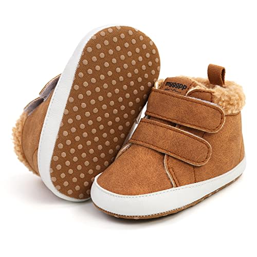 SOFMUO Baby Boys Girls High Top Ankle PU Leather Sneakers Soft Rubber Sole Infant Moccasins Newborn Oxford Loafers Anti-Slip Toddler Wedding Uniform Dress Shoes
