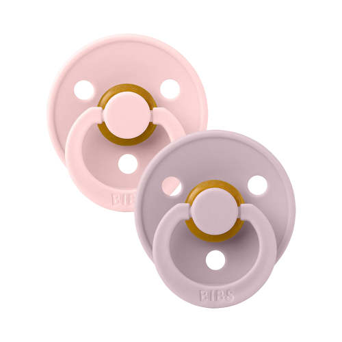 Colour Round Natural Rubber Latex Pacifier 2 Pack, Blossom/Dusky Lilac