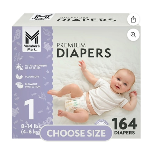 Member's Mark Premium Baby Diapers, Sizes Newborn - 8 - Samsclub.com