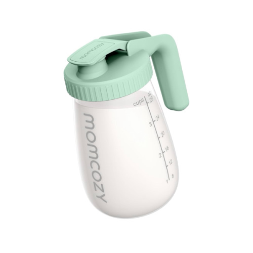 Momcozy Breast Milk Pitcher, Resistant to Heat and Cold Abrupt Temp Swings, No Leak Glass Breast Milk Fridge Storage Container with Wide Mouth, Fast Baby Formula Maker, Green