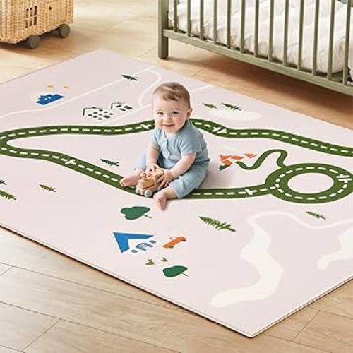 Tiny Land Baby Crawling Mat Reversible Baby Play Mat 78" X 55" Waterproof Non-Slip Larger Playmat Odorless Foam Floor Mat for Infants,Toddlers(Forest Wonders)