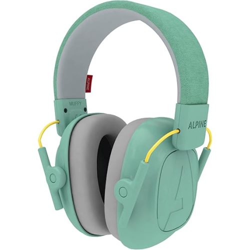 Alpine Muffy Kids - Hearing Protection - CE & ANSI Certified - Adjustable for Ages 3-16 years - Noise Cancelling Headphones - 25dB Sound Reduction Ideal for Protection and Concentration Aid - Mint