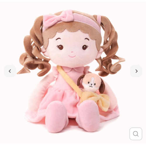 Leyadoll Soft Plush Milly girl with dog, Personalized Baby Doll, My First Baby Doll