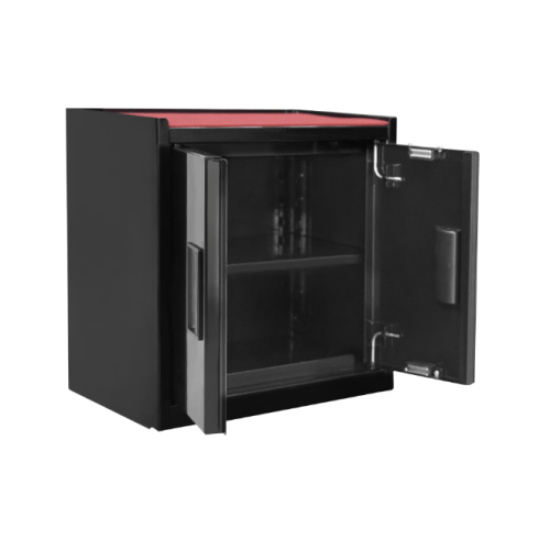 Hyper Tough Mini Tool Cabinet – 11.6-Inch Steel Storage Cabinet, Black, Double Doors & Non-Slip Top Mat