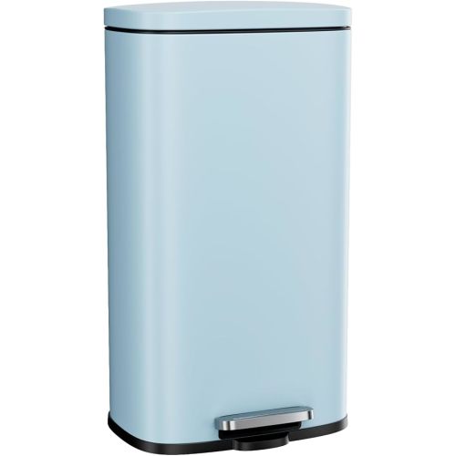Arlopu 8 Gallon Step Kitchen Trash Can, Stainless Steel Garbage Bin, Blue