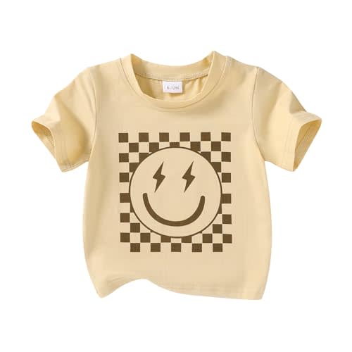 Happy Town Toddler Clothes Baby Boy Girl Smiley Face Shirt Short Sleeve T-Shirt Tee Summer Tops Outfits