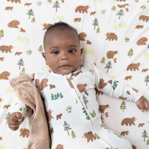 2 Way Zipper Footie, Sweet Brown Bears - Angel Dear | Maisonette