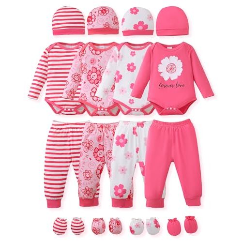 NZRVAWS Newborn Baby Boy Girl Clothes Unisex Preemie Infant Must Have Pants Set Outfits 0-18 Months 20 Pcs Essentials Gift