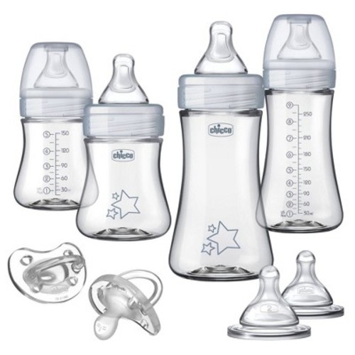 Chicco Duo Newborn Hybrid Baby Bottle Starter Gift Set with Invinci-Glass Inside/Plastic Outside - Neutral - 8pc