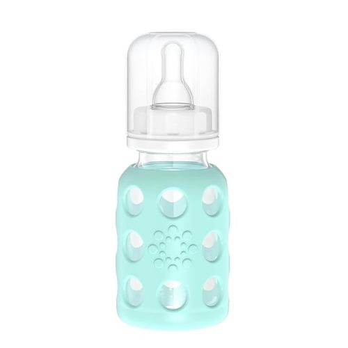 Lifefactory Glass Baby Bottle with Protective Silicone Sleeve and Stage 1 Nipple Mint 4 Oz 1 Count (Pack of 1) (LF110013C4)